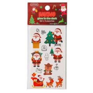 TATUAJE TATTOO TEMPORAL NAVIDAD (glow in the dark) - Paquete x 5