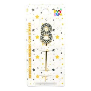 DECORACION ACRILICA NUMERO CON STRASS N.8