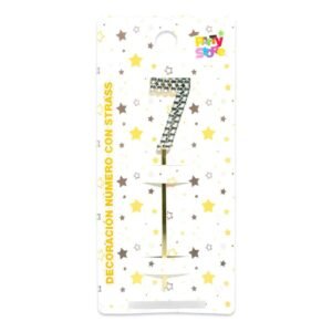 DECORACION ACRILICA NUMERO CON STRASS N.7