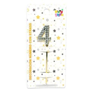 DECORACION ACRILICA NUMERO CON STRASS N.4