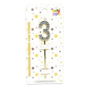 DECORACION ACRILICA NUMERO CON STRASS N.3