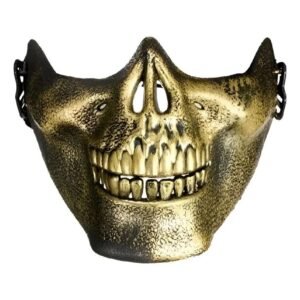 MASCARA MEDIA CALAVERA RIGIDA DORADA