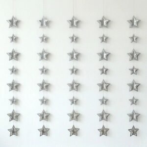 COLGANTE GUIRNALDA MEGA ESTRELLAS IRIDISCENTES ´´3D STAR´´ (PLATA)