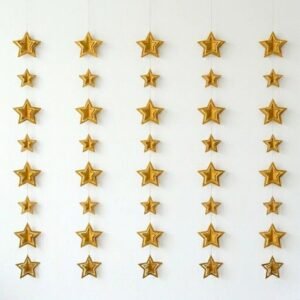 COLGANTE GUIRNALDA MEGA ESTRELLAS IRIDISCENTES ´´3D STAR´´ (ORO)