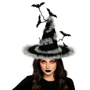 SOMBRERO DE BRUJA FLECUDO CON MURCIELAGOS