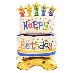 GLOBO TORTA HAPPY BIRTHDAY CON BASE