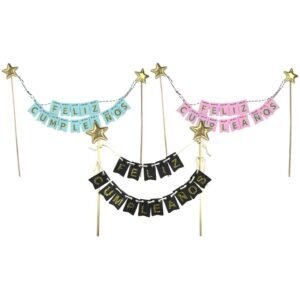 CAKE TOPPER MINI BANDERIN FELIZ CUMPLEAÑOS X1