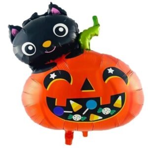 GLOBO CALABAZA Y GATO GRANDE 50X60