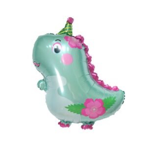 GLOBO DINOSAURIO CON BONETE Y FLORES 50x60cm