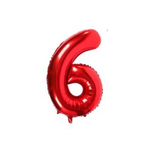 GLOBO NUMERO METALIZADO 6 ROJO 36 CM