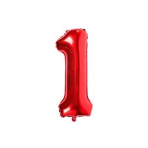 GLOBO NUMERO METALIZADO 1 ROJO 36 CM