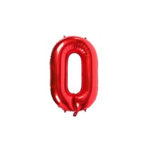 GLOBO NUMERO METALIZADO 0 ROJO 36 CM