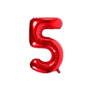 GLOBO NUMERO METALIZADO 5 ROJO 36 CM