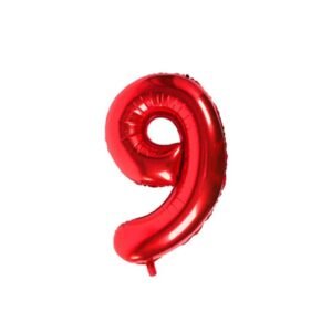 GLOBO NUMERO METALIZADO 9 ROJO 36 CM