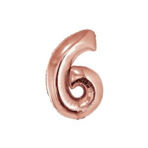 GLOBO NUMERO METALIZADO 6 GOLD ROSE 36cm