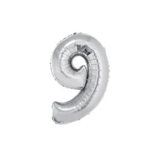 GLOBO NUMERO 9 PLATA 60cm