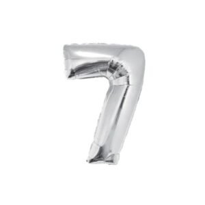 GLOBO NUMERO METALIZADO 7 PLATA 36cm