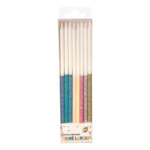 VELAS LARGAS GIBRE BICOLOR MULTICOLOR - BLISTER X 16 UNIDADES
