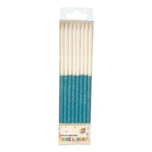 VELAS LARGAS GIBRE BICOLOR CELESTES - BLISTER X 16 UNIDADES