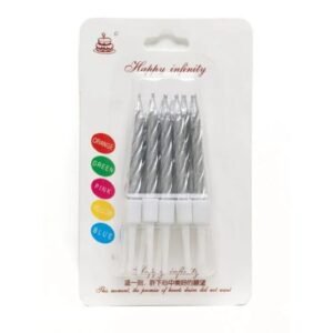 VELAS TORNEADAS METALIZADA 5,5CM PLATA