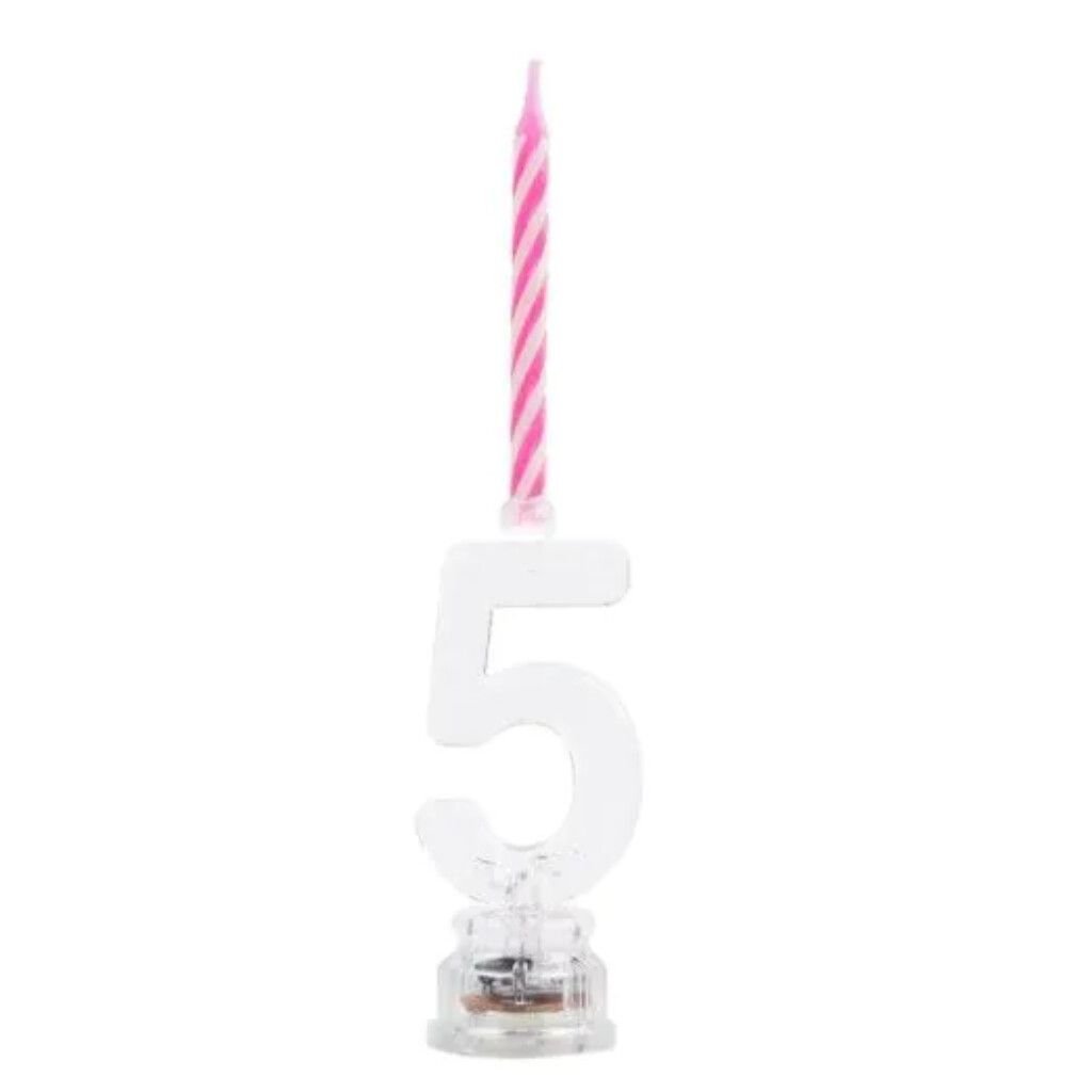 VELA NUMERO LUMINOSO LED N° 5 CON 4 VELITAS - Imagen 3