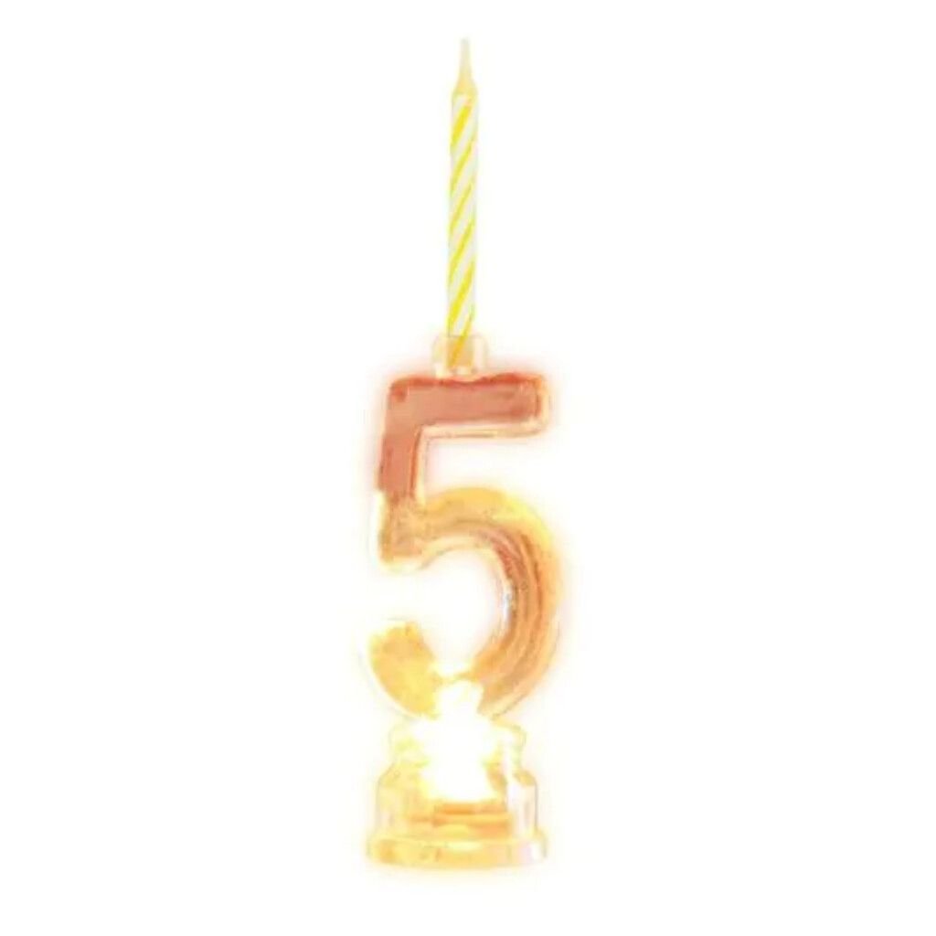 VELA NUMERO LUMINOSO LED N° 5 CON 4 VELITAS - Imagen 4