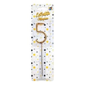 VELA NUMERO ESTRELLITA DORADA 5
