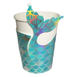 VASO DE POLIPAPEL SIRENA DE MAR (VASO + CUBREVASO) X 6 UN