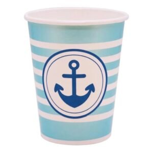 VASO DE POLIPAPEL PERLADO MARINERO CELESTE X 6 UNIDADES