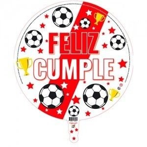 GLOBO 24'' FELIZ CUMPLE RIVER (ROJO Y BLANCO)