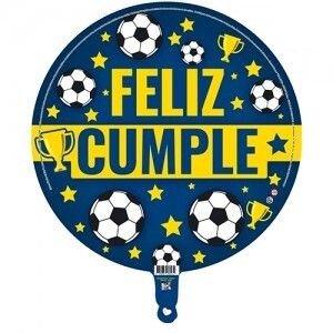 GLOBO 24'' FELIZ CUMPLE BOCA (AZUL Y AMARILLO)