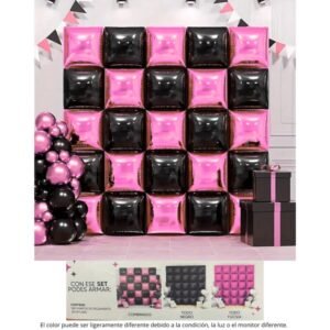 KIT GLOBOS MYLAR WALL NEGRO/FUCSIA