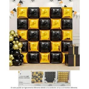 KIT GLOBOS MYLAR WALL NEGRO/DORADO