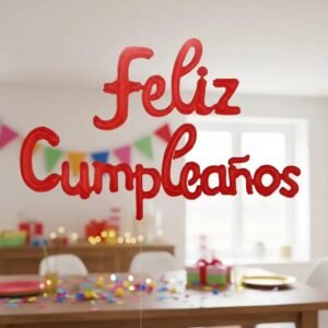 GLOBO FELIZ CUMPLE CURSIVA ROJO