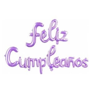 GLOBO FELIZ CUMPLE CURSIVA LILA
