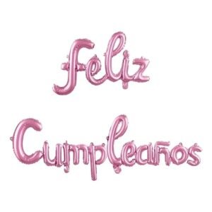 GLOBO FELIZ CUMPLE CURSIVA ROSA