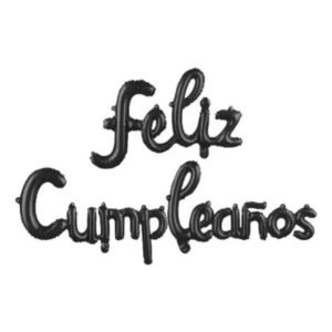 GLOBO FELIZ CUMPLE CURSIVA NEGRO