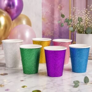 VASOS BRILLOS GLITTER ROSE GOLD X8