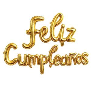 GLOBO FELIZ CUMPLE CURSIVA DORADO