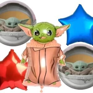 SET GLOBOS METALIZADO BABY YODA X5 STAR WARS
