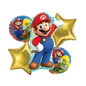 SET 5 GLOBO METALIZADO MARIO BROS CUERPO ENTERO