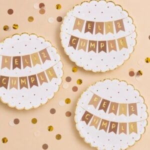 PLATOS FELIZ CUMPLE BANNER PARTY NUDE X10