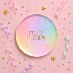 PLATOS FELIZ CUMPLE AURA DEGRADE MULTICOLOR X10