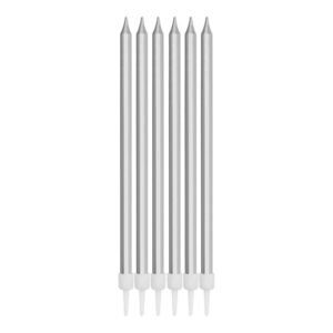 VELAS LARGAS *SILVER* 12,5cm - Blister x 6 unidades