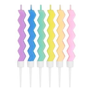 VELAS ZIG ZAG PASTEL 11cm - Blister x 6 unidades