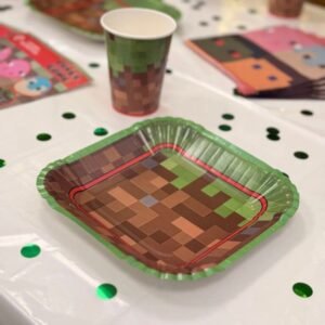 PLATO POLIPAPEL CUADRADO PIXEL GAME MINECRAFT X8