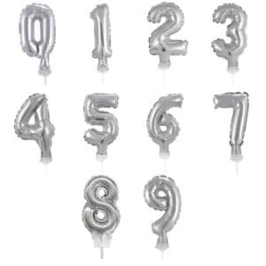 GLOBO NUMERO CHICO TORTA 18CM NO HELIO PLATA 5