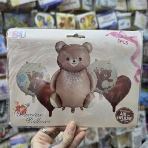SET GLOBOS METALIZADO OSO CON MOÑO