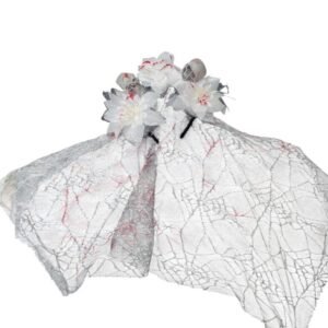 VINCHA HALLOWEEN C/VELO FLOR BLANCA