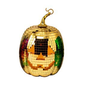 COLGANTE DISCO BALL CALABAZA CON LUZ LED (DORADO)